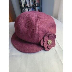 C.C.Exclusives Womens Wool blend Newsboy/Paperboy/pageboy cap w/flower
